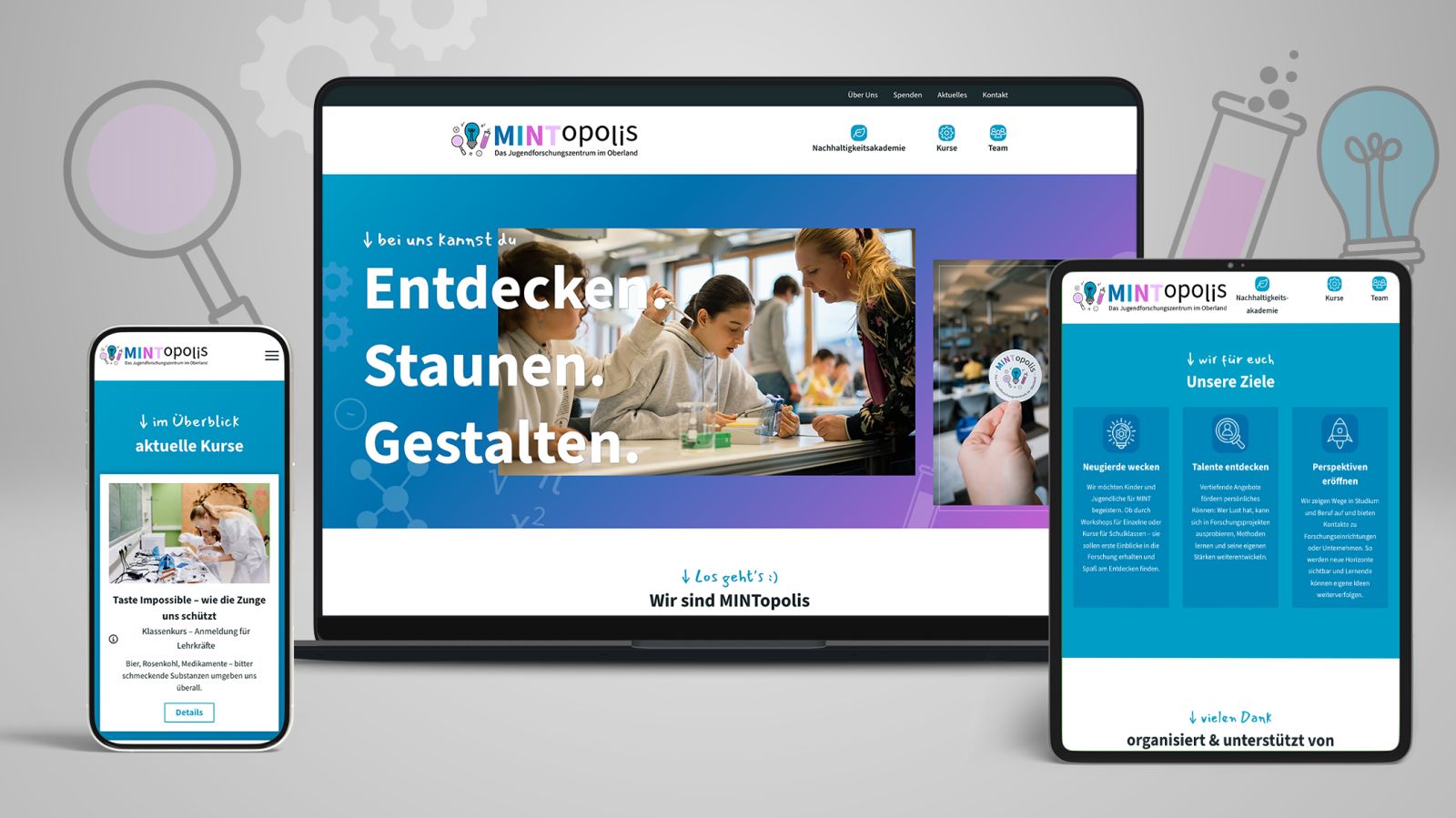 Website für das Jugendforschungszentrum Mintopolis in Miesbach